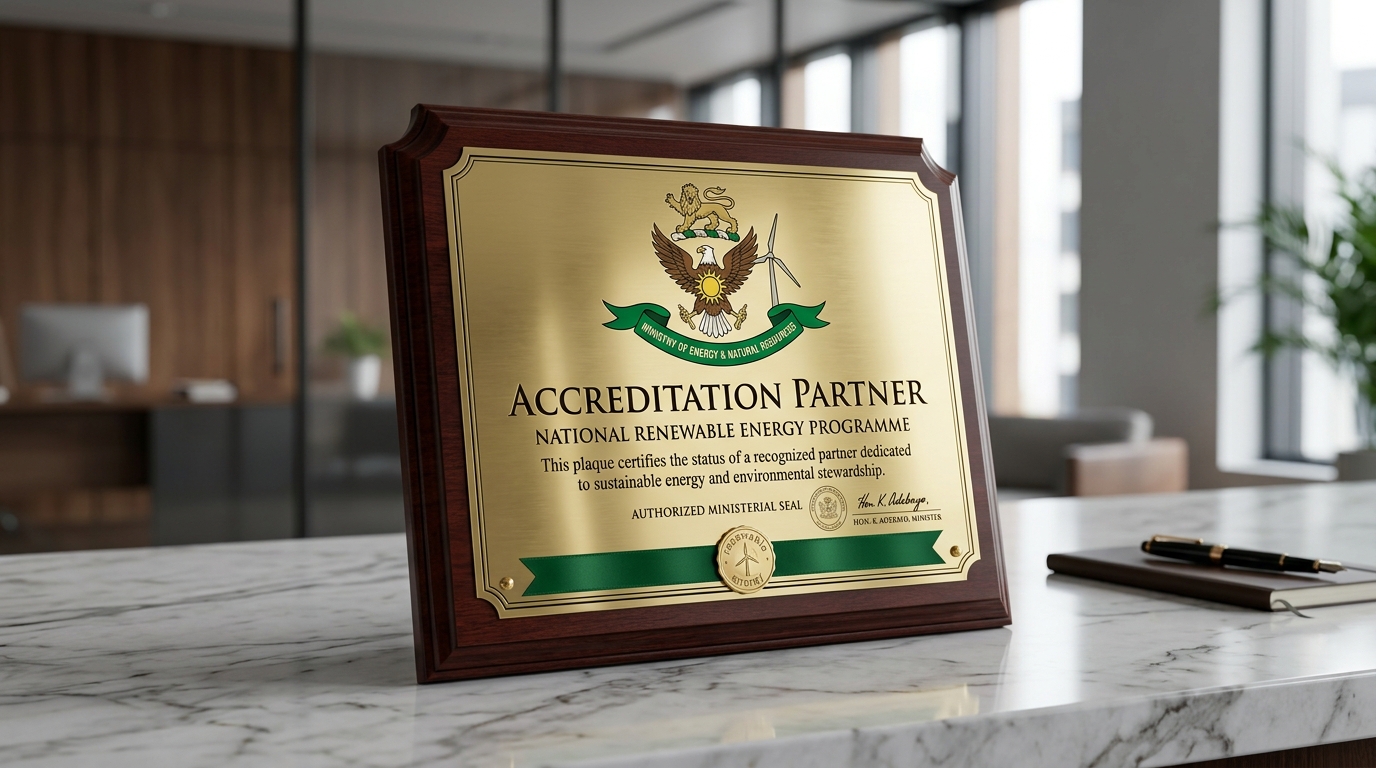 MNRE Tier-1 Channel Partner Accreditation Plaque